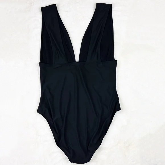 NWT J. Crew Plunging V-Neck One Piece Swimsuit in Black